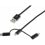 USB kabelis ShiverPeaks BS14-50068 1m USB A / USB C + Micro-USB B + Lightning melns