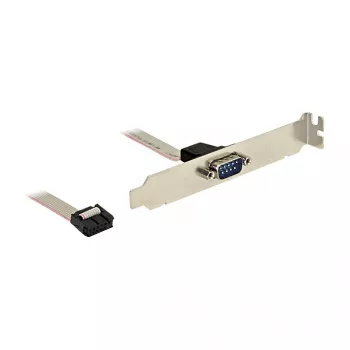 Delock slot kronšteins, 1 x Serial (DB9 Male) uz 9-pin IDC Female, savīts pinout, 25 cm