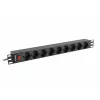 Lanberg PDU-09F-0300-BK 1U statņa PDU, 9x Schuko, 16 A, 3 m, melns