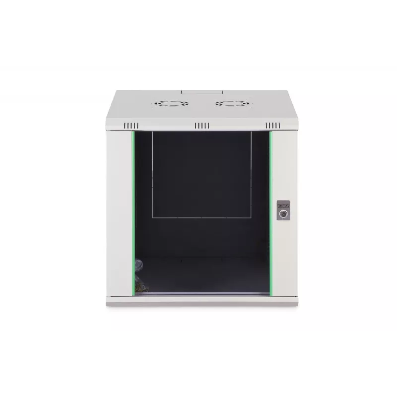 Sienas skapis DIGITUS Dynamic-N 12U 600x600 mm IP20, slēdzene, kabeļu pārvaldība, neizjaukts