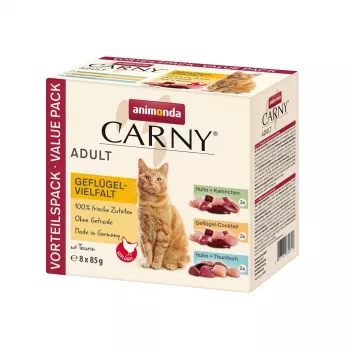 ANIMONDA Carny Adult Poultry mix - slapjā barība kaķiem - 8x85g