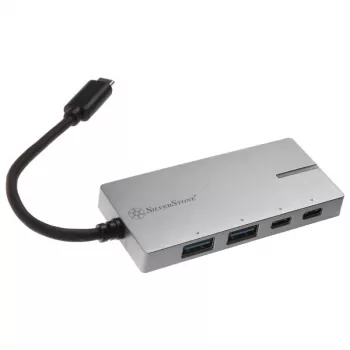 USB 3.1-C adapteris SILVERSTONE SST-EP09C — USB-C uz USB-A savienojums, sudraba krāsa