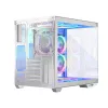 PC korpuss MODECOM Volcano Panorama Midi Tower balts — micro ATX, rūdīts stikls, ARGB, USB-C, atbalsta GPU līdz 400 mm