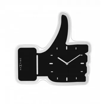 NeXtime klok 3072zw Thumbs up, 40.5x41 cm, sienas, melns/sudrabs