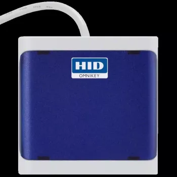 HID OMNIKEY 5022 CL (Tumši zils) - Īss 13cm vads - USB A standarta spraudnis - Bezkontakta (13.56 MHz) lasītājs - CCID saderīgs - Pēc izvēles kartes aizturētājs un montāžas piederumi - MOQ 10