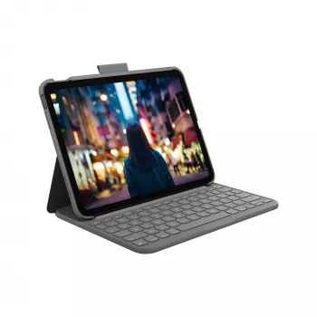 Logitech Slim Folio pelēka Bluetooth QWERTZ Šveices tastatūra iPad
