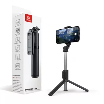 SelfieGo kompakts selfiju statīvs Bluetooth tālvadība (20-101 cm) Crong CRGSGL1B