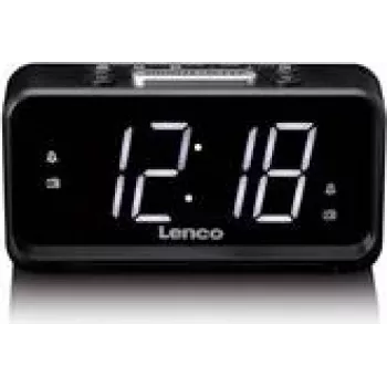 Modinātājpulkstenis Lenco CR-28BK ar FM radio un USB lādētāju