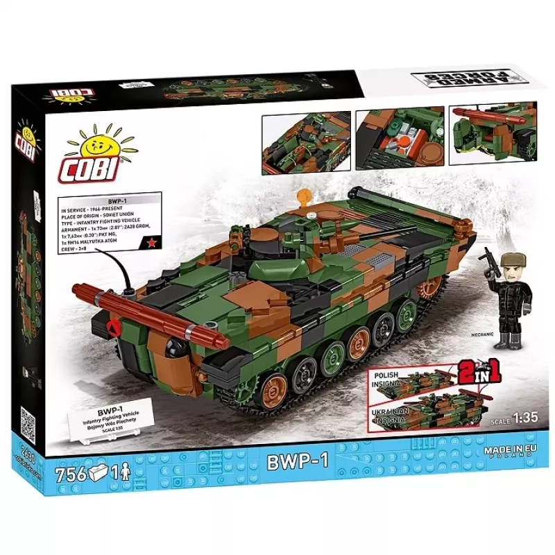 Būvkomplekts Cobi Armed Forces BWP-1 2630 — Polijas/Ukrainas amfībijas kājnieku kaujas mašīnas modelis