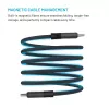 Magnētiskais pītais USB-C uz USB-C kabelis FIXED FIXDBM-CC2-GR, USB 2.0, pīts apvalks, fiksēts garums, pelēks
