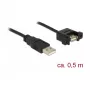 USB kabelis DeLOCK 85461 USB 2.0 0.5m Melns