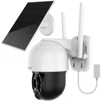 IP drošības kamera Foscam B4 Dome 4 MP (2560×1440), Wi‑Fi 2,4 GHz, IP65, Saules + Akumulators 5000 mAh, 355° panoramēšana, 90° sasvēršana