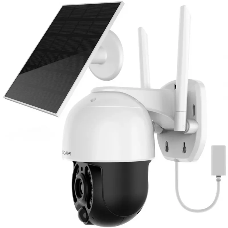 Foscam B4 Wi-Fi āra IP novērošanas kamera, kupolveida, 4 MP (2560 x 1440), ar saules bateriju, darbojas ar akumulatoru, grozāma un noliecama, 6x digitālais tālummaiņa, balta
