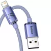Baseus Crystal Shine kabelis USB uz Lightning, 2.4A, 2m (violets)
