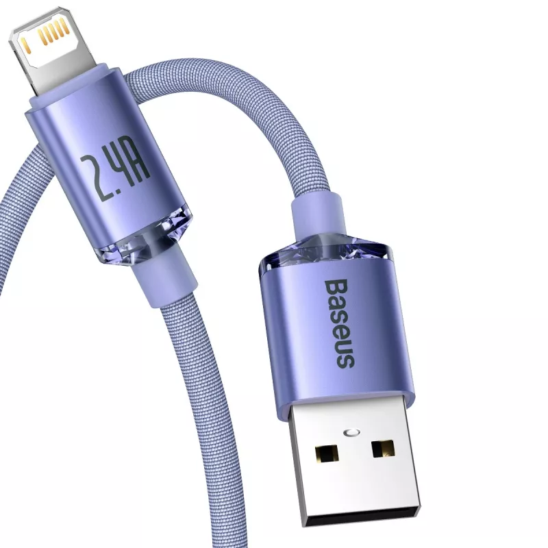 Baseus Crystal Shine kabelis USB uz Lightning, 2.4A, 2m (violets)