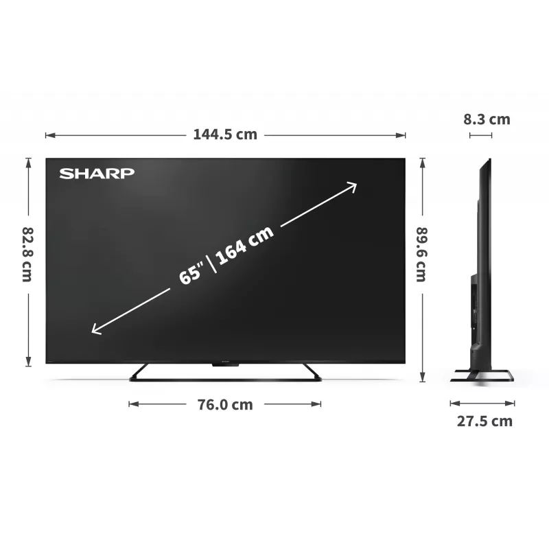 Sharp 65HR7265E 65 collu Smart TV Google TV Melns