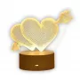 Naktslampiņa Extralink HOME 3D optiskā ilūzija 'Pierced Hearts' USB galda lampiņa