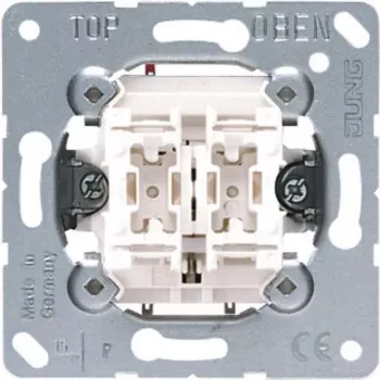 Spiedpogas slēdzis JUNG 535 U, 1-pola (1P), 250 V AC, 10 A, vadu, metāliski balts