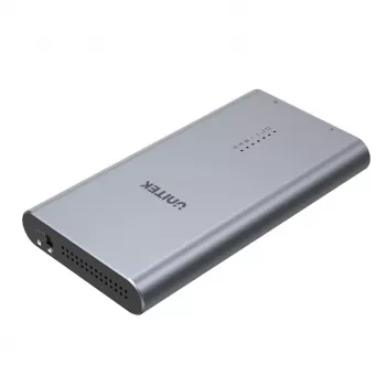 SSD korpuss Unitek S1206A 2× M.2 NVMe PCIe Gen3 x4, USB 3.2 Gen 2 (10 Gbit/s), alumīnijs, USB-C, ar barošanas bloku