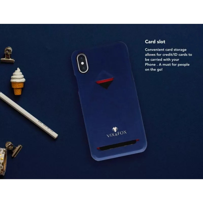 VixFox Card Slot Back Shell iPhone XSMAX, tumši zils, mugurējais vāciņš ar integrētu kabatiņu kartei