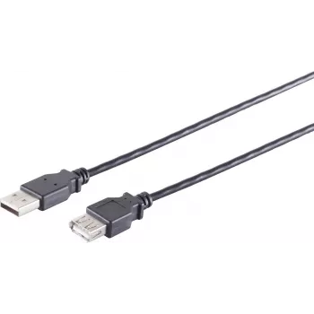 USB A - USB A kabelis ShiverPeaks 13-24025, USB 2.0, 1 m, melns