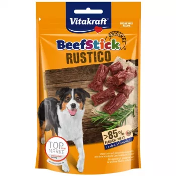 Suņu kārums Vitakraft Beef Stick Rustico 55 g — košļājams liellopu garšā, olbaltumvielas 30%, tauki 25%