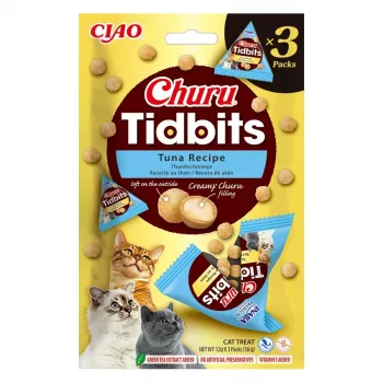 Slapjš gardums kaķiem INABA Cat Churu Tidbits ar tunci — 3 x 12 g paciņas