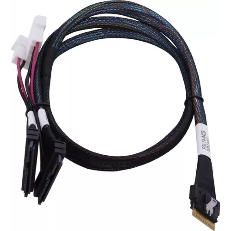 SAS kabelis ADAPTEC Microchip Technology 2305500-R SlimSAS ×8 uz 2×2SFF-8639 U.2, 0,8 m, melns