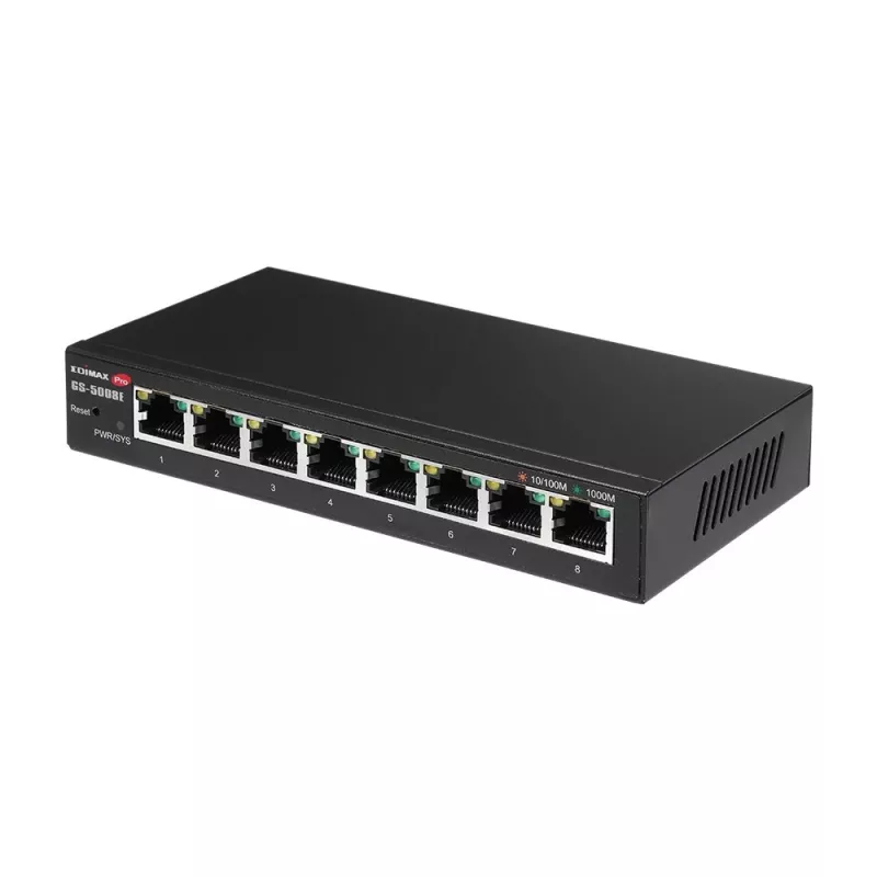 Edimax GS-5008E tīkla slēdzis Pārvaldāms Gigabit Ethernet (10/100/1000) Melns