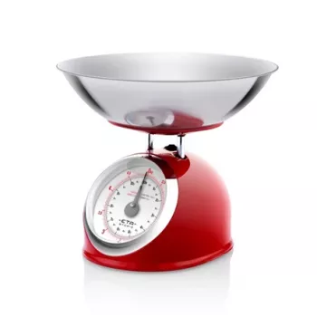 Mehāniskais virtuves svars ETA ETA577790030 — 5 kg, 25 g iedaļa, nerūsējošais tērauds, balts