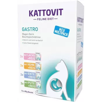 KATTOVIT Feline Diet Gastro mitrā kaķu barība - 12 x 85g