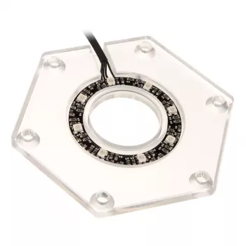 Montāžas komplekts BitsPower Hexagon BP-WTHU-RGB — caurspīdīgs akrils, 91.4×80×6.5 mm