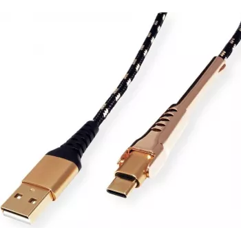 ROLINE 11.02.8920 USB kabelis 1 m USB 2.0 USB A USB C Melns - Zelts (11.02.8920)