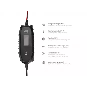 Green Cell lādētājs akumulatoriem 6V 12V 4A ar diagnostikas funkciju