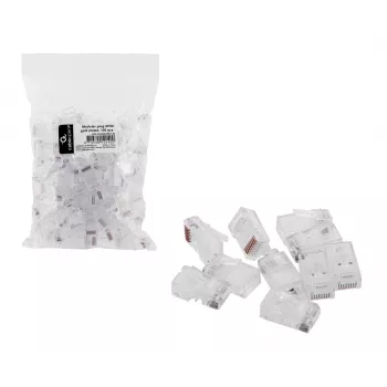 RJ45 spraudnis GEMBIRD PLUG3UP6/100, Cat5, taisns vīriešu, caurspīdīgs, zelta kontakti, iepakojums 100