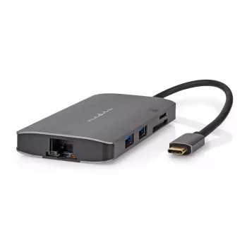 Nedis USB daudzportu adapteris USB 3.2 Gen1 7-in-1 - USB-C™ spraudnis, HDMI™ izeja, Micro SD, RJ45 ligzda, SD, USB-C™ ligzda, 3x USB-A ligzda, 5 Gbps (CCBW64240AT02)