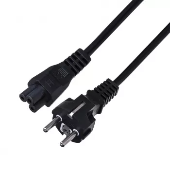 Strāvas kabelis SAVIO CL-67 1,2 m H03VV-F 3×0,75 mm² IEC C5 – CEE7/7 melns