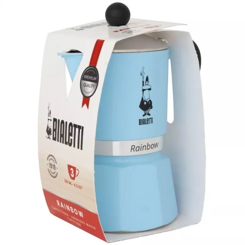 Bialetti Rainbow moka kafijas kanna, 6 tasēm, gaiši zila