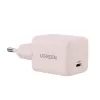 Strāvas adapteris UGREEN X512 20 W USB-C PD ātrā uzlāde, rozā, 100–240 V ieeja, 1× USB-C