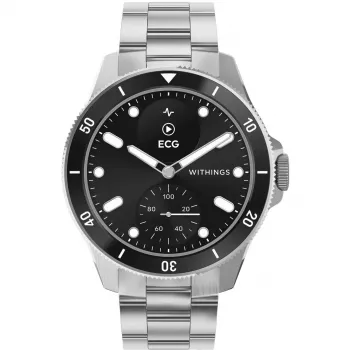 Withings ScanWatch Nova 1.6 cm (0.63 inch) OLED 42 mm hibrīds pulkstenis, melns, nerūsējošais tērauds, GPS