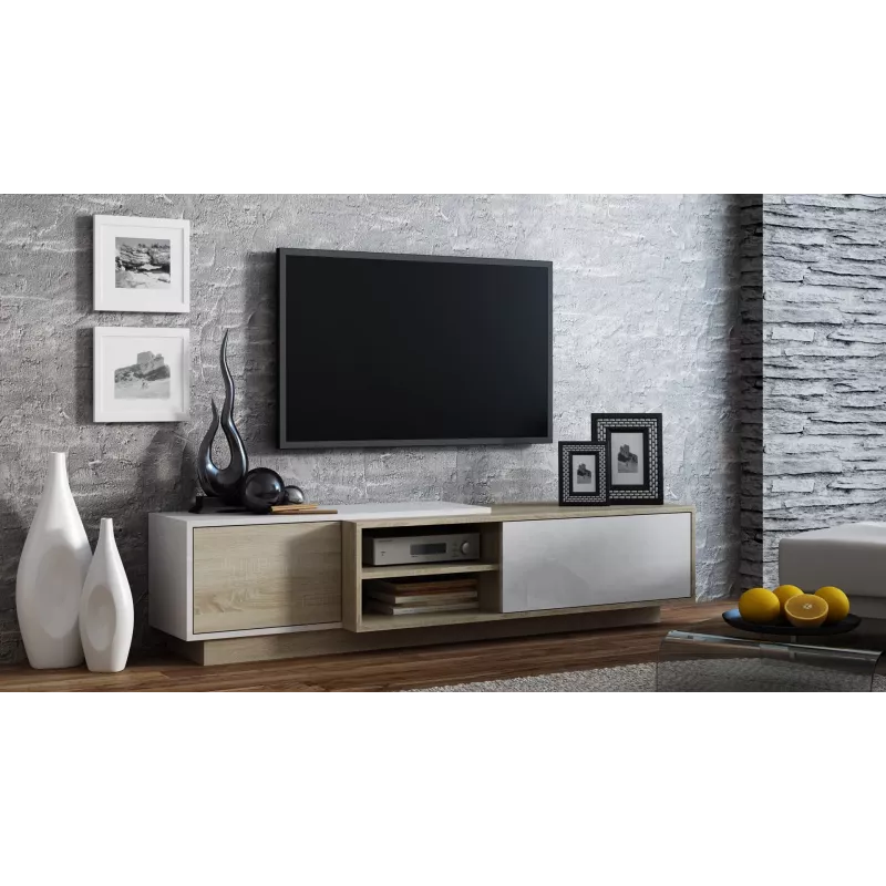 Cama TV skapis SIGMA1 180 sonomas ozols/balts glancēts
