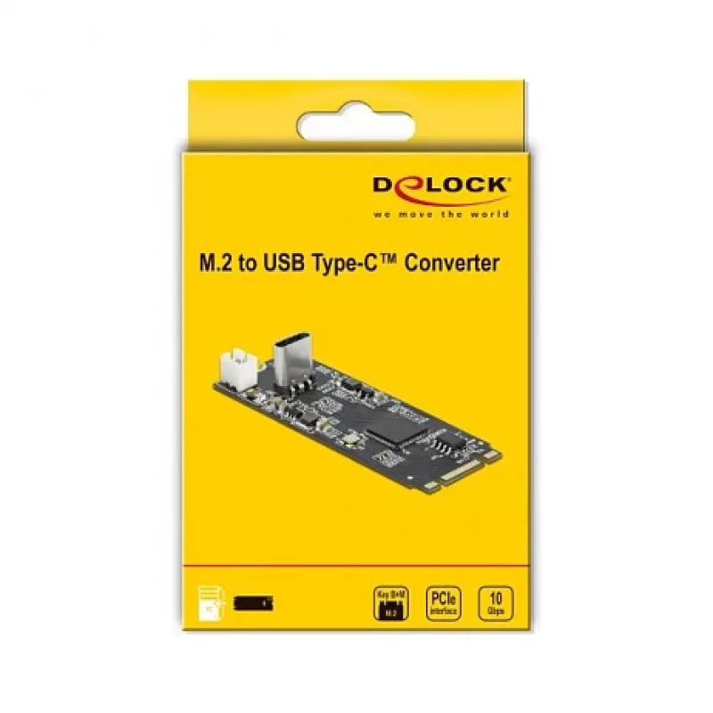 DeLOCK M.2 Key B+M vīrišķais uz USB Type-C sievišķo pārveidotājs, 63174