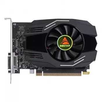 Videokarte BIOSTAR GeForce GT 1030 — 4 GB GDDR4, 64-bit, PCIe x16 4.0, Aktīvā dzesēšana, DVI-D + HDMI