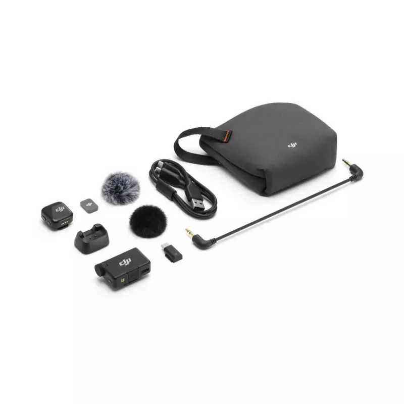 DJI Mic Mini bezvadu mikrofonu komplekts (1 raidītājs + 1 uztvērējs), melns