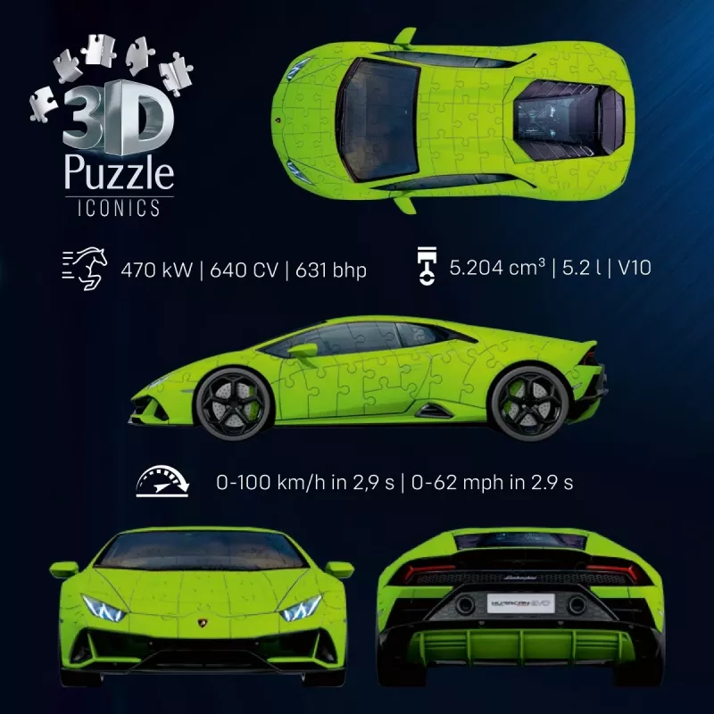 Puzzle 3D 158 gab. Lamborghini Huracan EVO zaļš