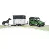 BRUDER 2592 Land Rover ar zirgu piekabi un figūru