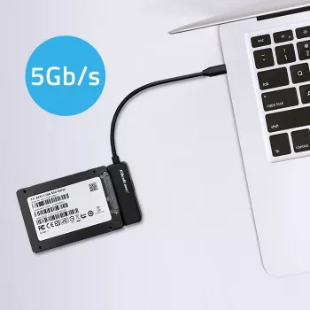 QOLTEC SATA adapteris 52269 2.5 collu diskam uz USB-C, atbalsta līdz 2TB