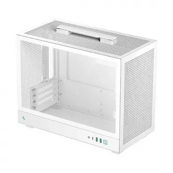 Datora korpuss DeepCool CH160 PLUS WH Small Form Factor balts, microATX, rūdīts stikls, USB-C