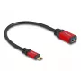 USB Adapter DeLOCK 60172 USB Type-C vīriešu uz USB Type-A sieviešu 10 Gbps 15 cm sarkans metāls