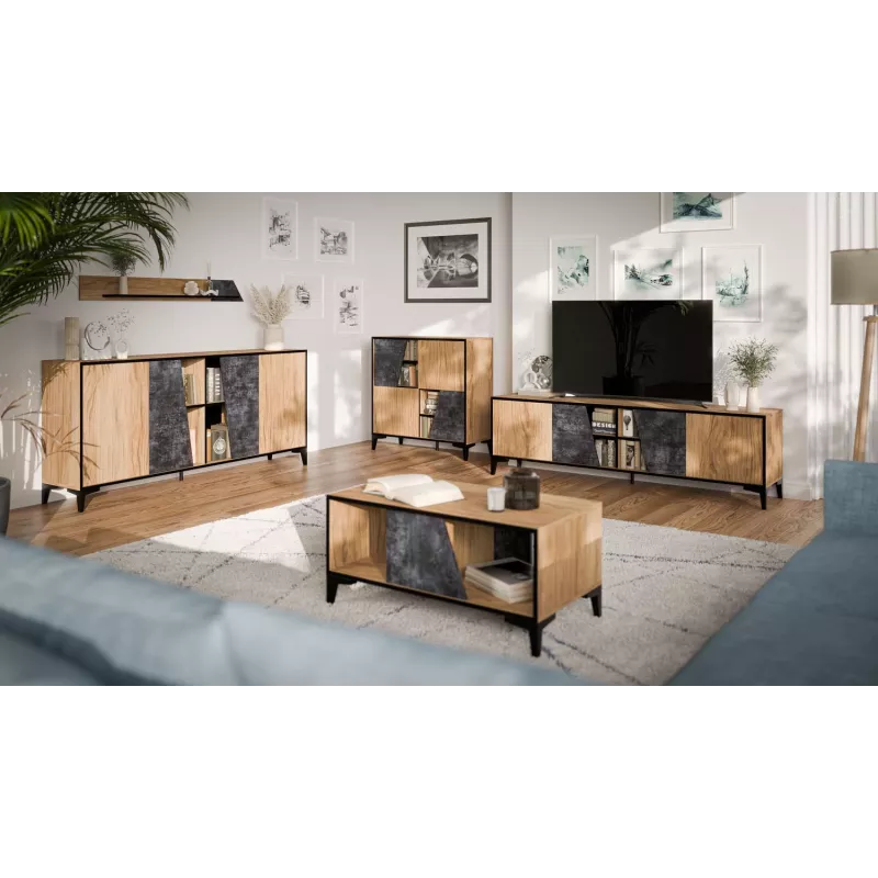 Cama Kafijas galdiņš OVO 90x50xH39 ozols/betons